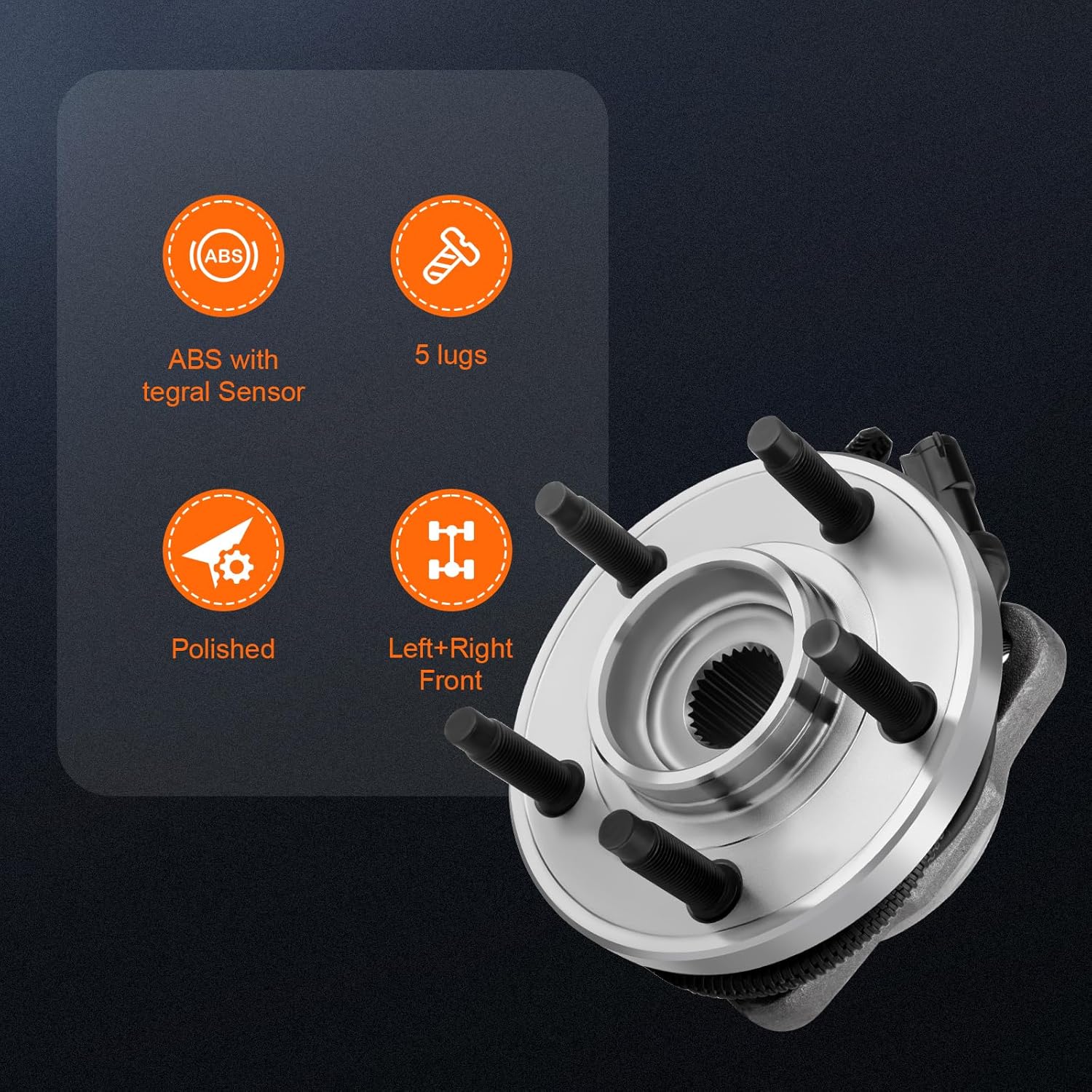 OCPTY New Wheel Hub Bearings Front 5 Lugs for Ford Explorer/Ford Ranger/Mazda B3000/ Mazda B4000 03 04 05 06 07 08 09 515052 x1