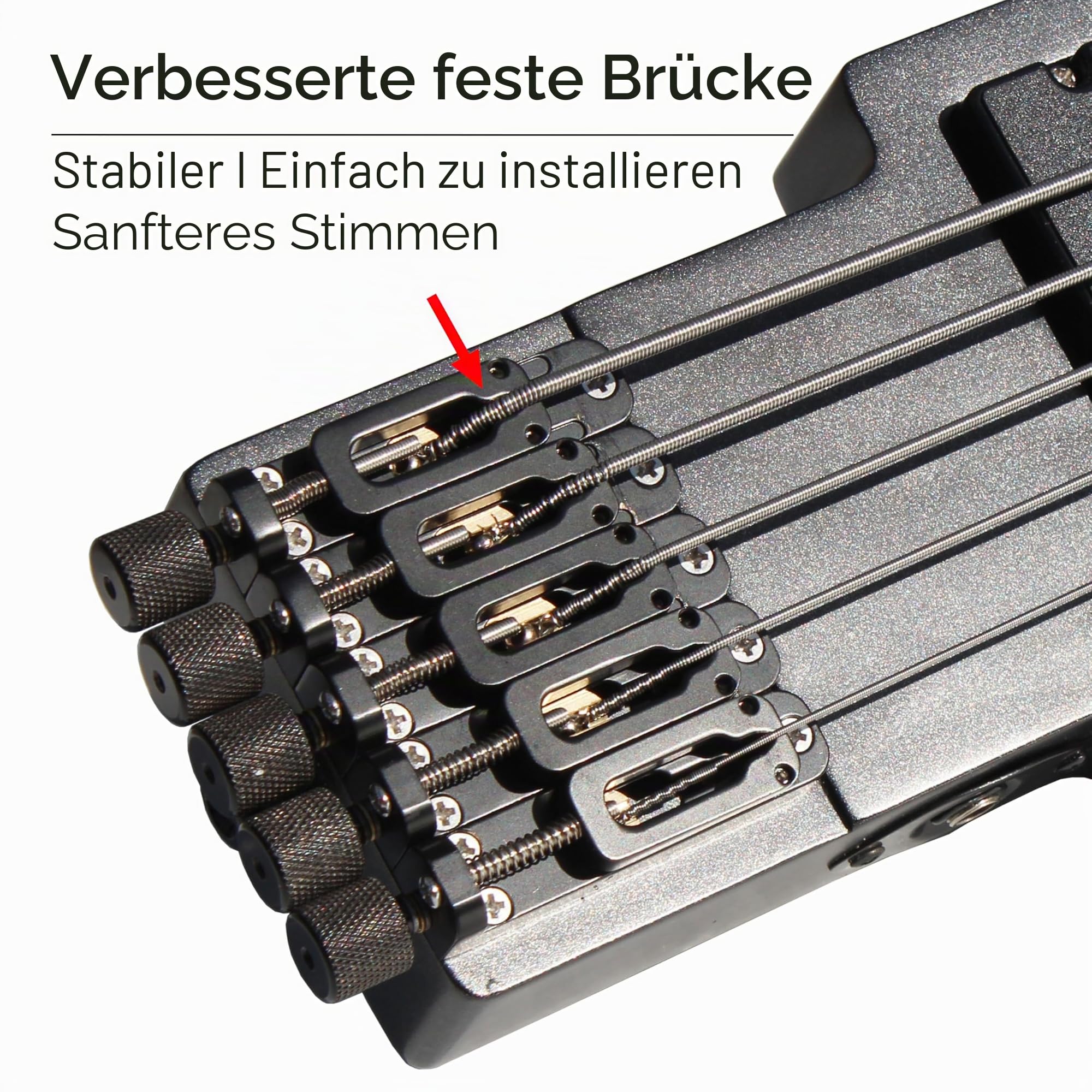 Batking Reise-Bassgitarre Elektrischer Headless Bass, 5 Saiten E-Bass mit Gigbag & Truss Rod & Wire