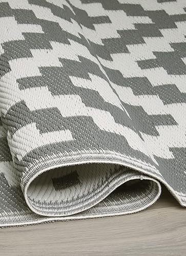 Miniatura 4 de FH Home - Alfombra para exteriores, impermeable, resistente a la decoloración, reversible, plástico reciclado de alta calidad, acabado geométrico,