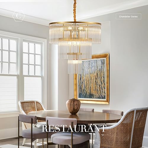 Miniatura 9 de Paquete de 3 luces colgantes colgantes para isla de cocina, moderna lámpara de cristal de metal dorado para cocina, comedor, vestíbulo, pasillo,