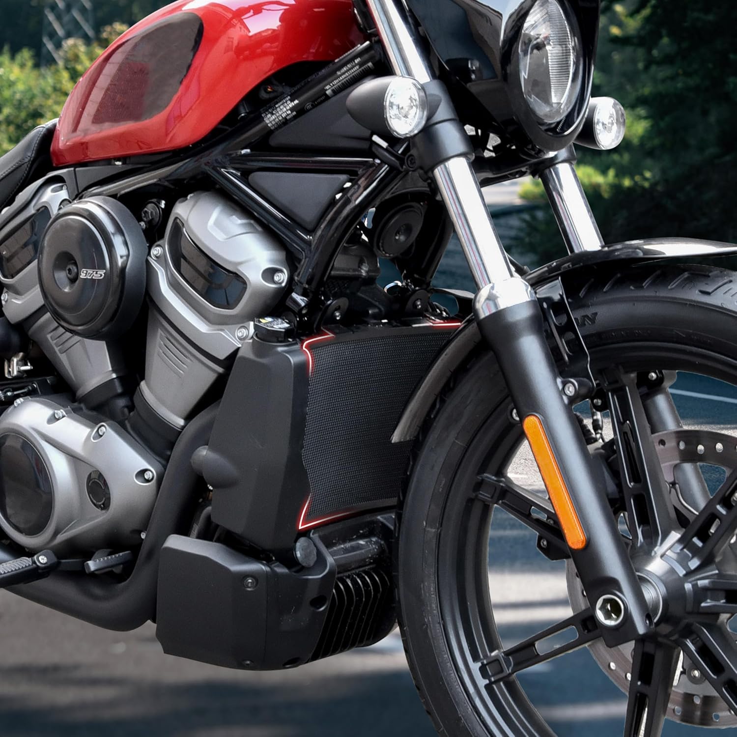 Radiator Grille Guard Protection Cover for Harley Nightster RH975, Black Radiator Protector Cover Tank Protection Mesh for Harley Nightster RH975 2022-2024