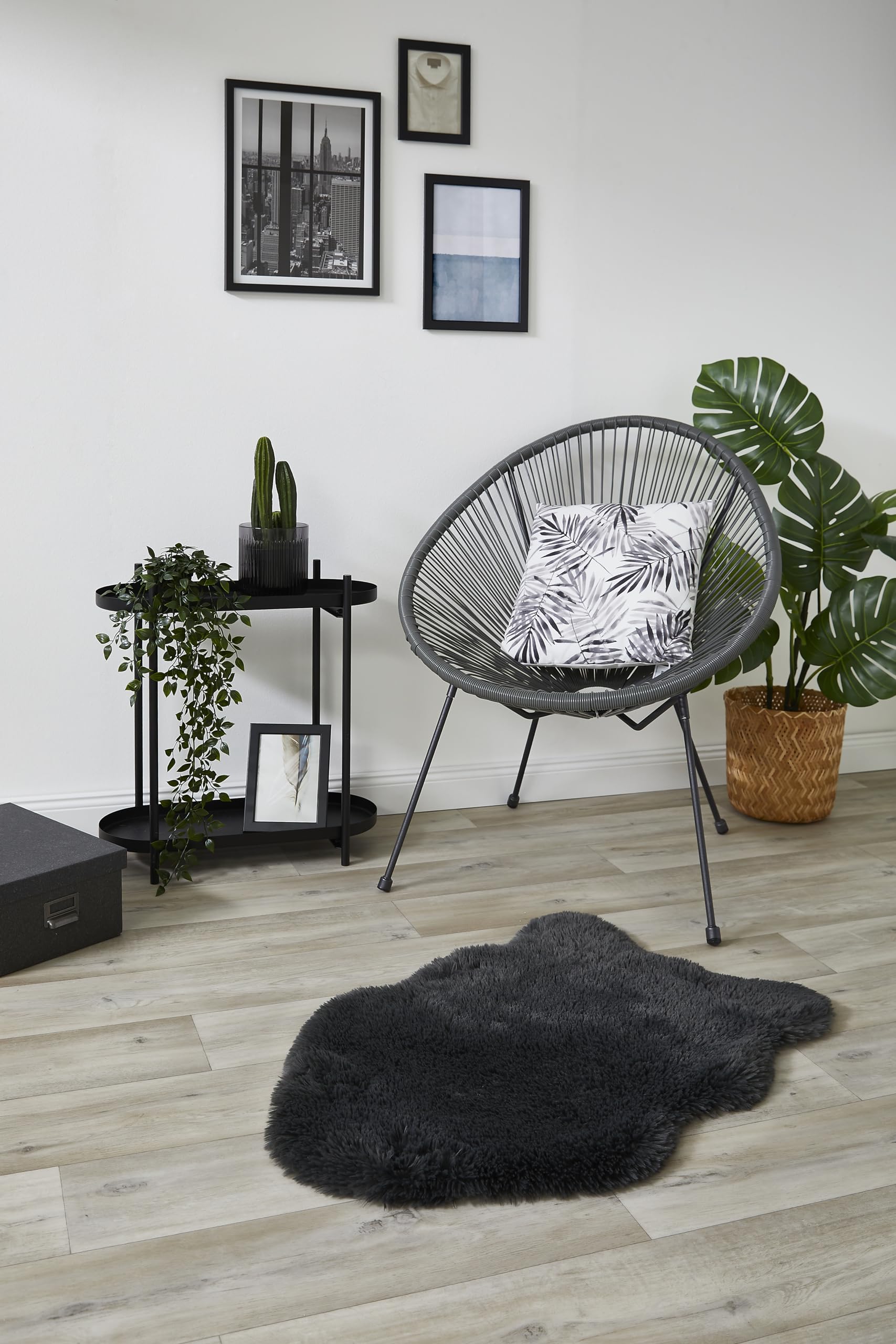 andiamo Kunstfell Teppich Alpa gemütlicher hochfloor Fellteppich 35 mm Florhöhe weich und flauschig anthrazit 2er Set 50 x 80 cm
