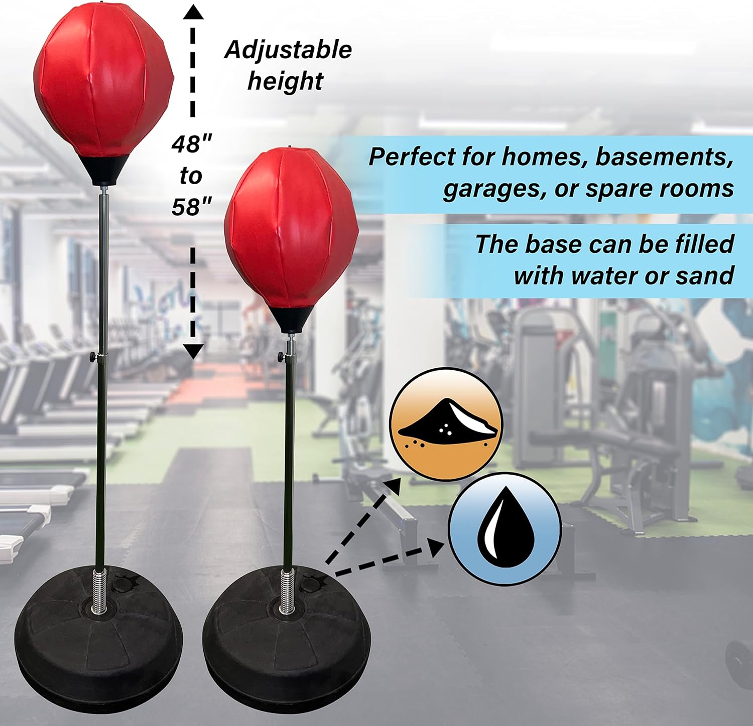 Freestanding Punching Bag with Boxing Gloves Set + Pump | Adjustable Height Boxing Bag Reflex Standing Speed Bag | MMA Fitness Training for Adults/Kids | Stress Relief Exercise Strength Train
