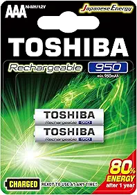 Pilha Recarregável AAA 1,2V 950mAh TNH3GAE TOSHIBA (Cartela com 2 unid.)