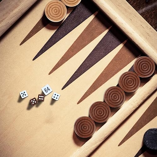 Miniatura 5 de Solo piezas de madera de damas, 30 piezas de backgammon de madera con 5 dados y bolsa de almacenamiento, piezas de madera premium de 1.57 pulgadas