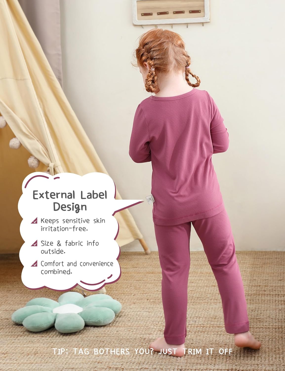 DIPUG Toddler Pajamas Long Sleeve Pajama Set for Kids Girls Pjs Boys Solid Soft Sleepwear 12M-7Y - Image 3