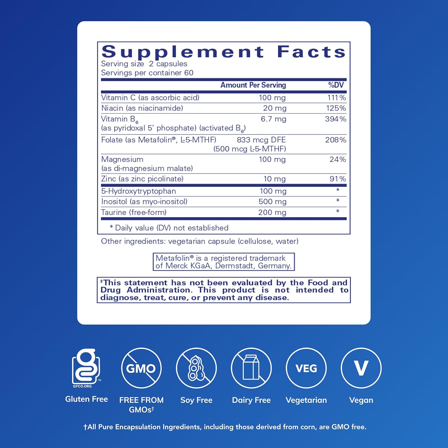 Pure Encapsulations SeroPlus | Hypoallergenic Serotonin Support to Support Moderate Occasional Stress | 120 Capsules
