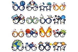 32 PCS Space Themed Party Favors with Paper Glasses and Astronaut Props Decorations