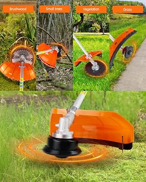 NEO-TEC 31cc 4-Cycle Gas Weed Wacker 4 in 1 String Trimmer/Edger 17'' with 10'' Brush Cutter x3 Rubber U-Handle & Shoulder Strap, Light Stable and Powerful Gas Weed Eater for Grass Cutting