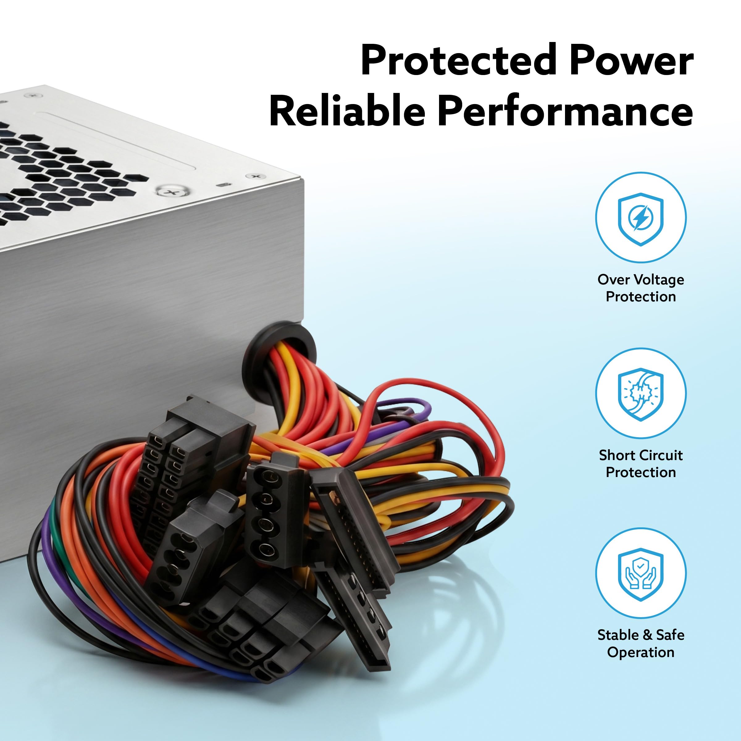 Frontech ATX P4 Computer SMPS Power Supply, 450W, 80mm Smart Silent Cooling Fan, 8(6+2) PIN PCI-E, Built-in Dual Power Protection (PS-0005A) — Amazon image 5