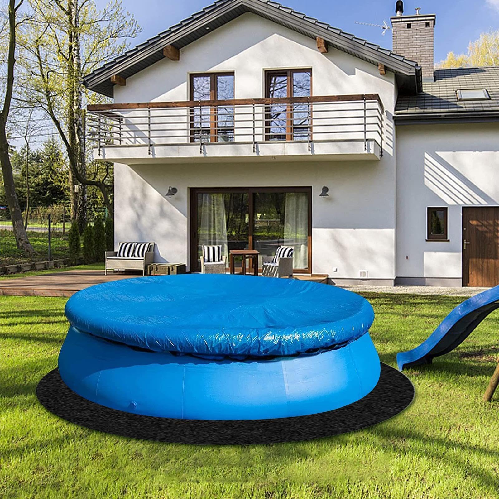 Tapis Piscine Au Sol Sous-couche épaisse pour sol | Sous-couche ronde, plus épaisse et robuste pour liner de piscine Extérieur, jardin, pelouse, terrasse, évite perforations