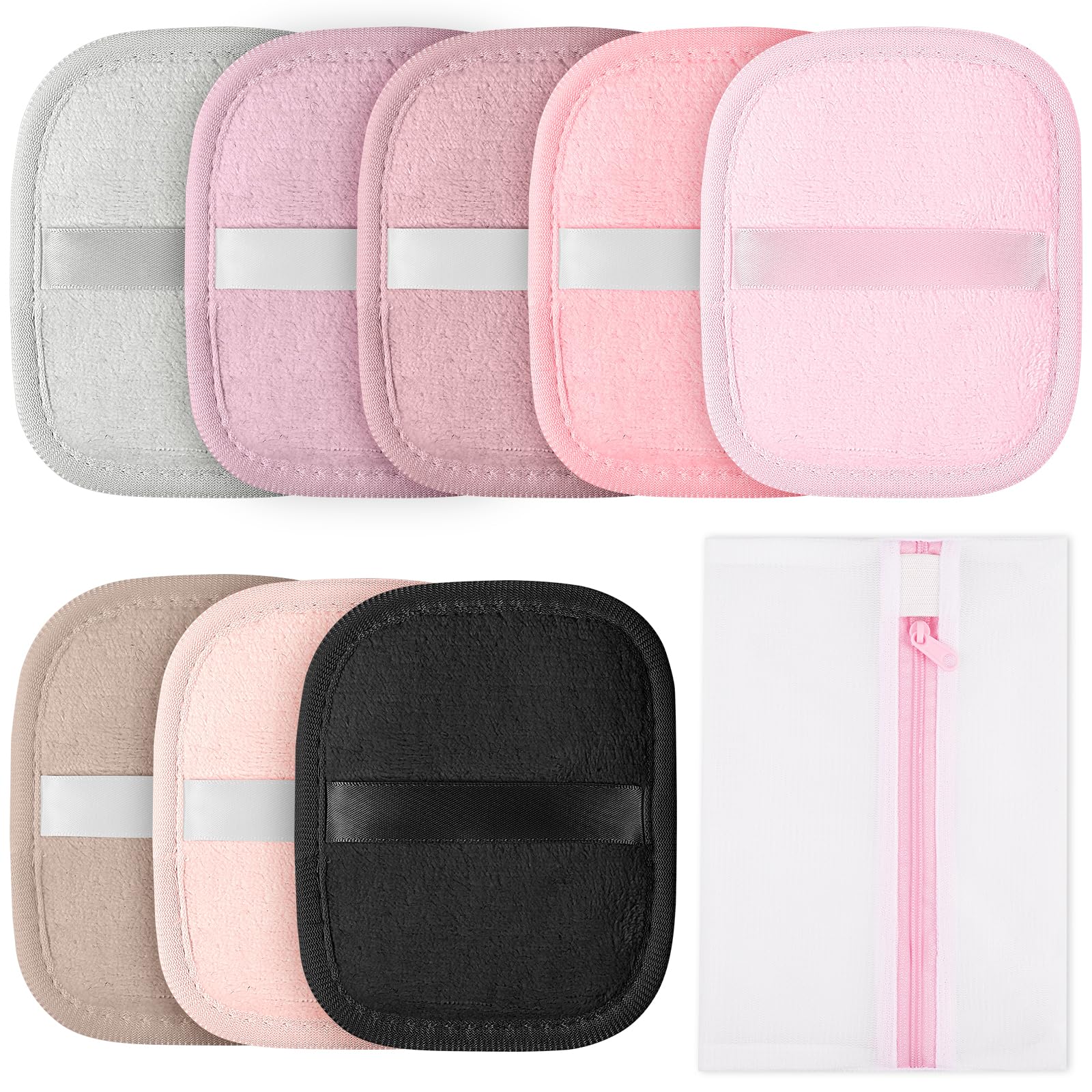 AOOWU 8 Pezzi Dischetti Struccanti Riutilizzabili, Dischetti Struccanti Lavabili con Sacchetto Lavanderia, Cuscinetti Struccare Super Morbido Flanella Double-Face, Pulizia del Viso e Degli Occhi