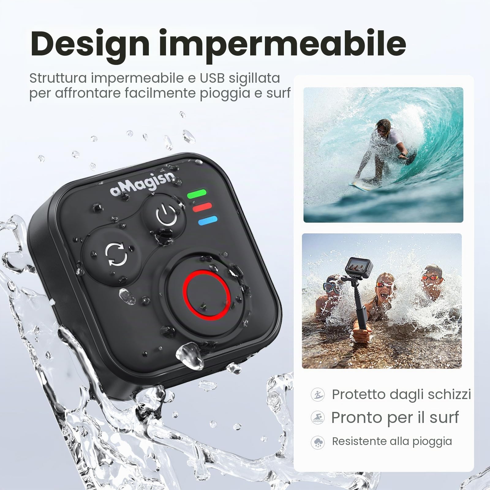 Telecomando Bluetooth per Insta360 Ace Pro 2 X5 ONE RS GoPro Hero 13 12 Telecomando Wireless con Cinturino da Polso Gamma 50M Accessori per Telecamera Intelligente Azione Impermeabile per Sport