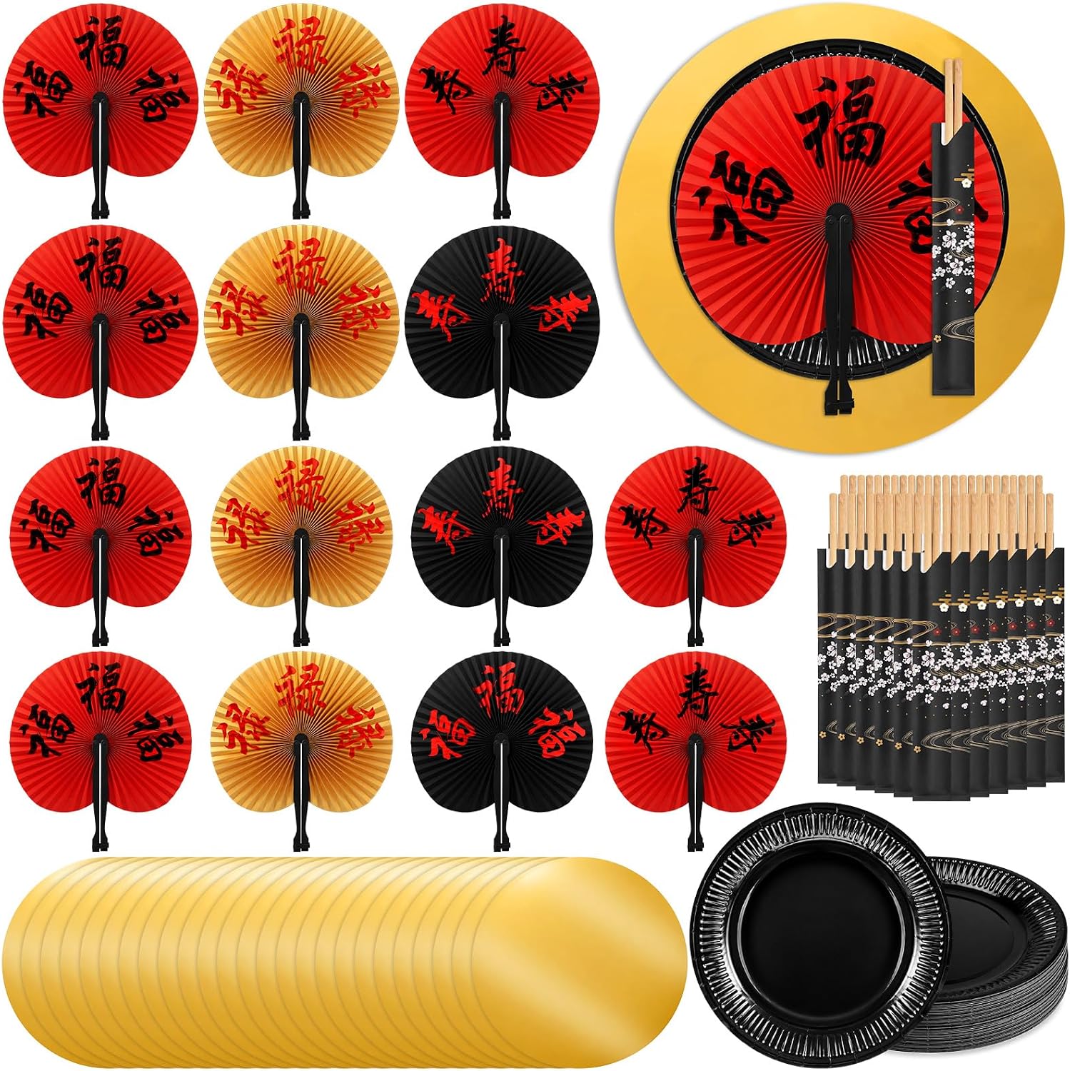 24 Sets Japanese Hibachi Party Decorations BBQ Tableware Kit