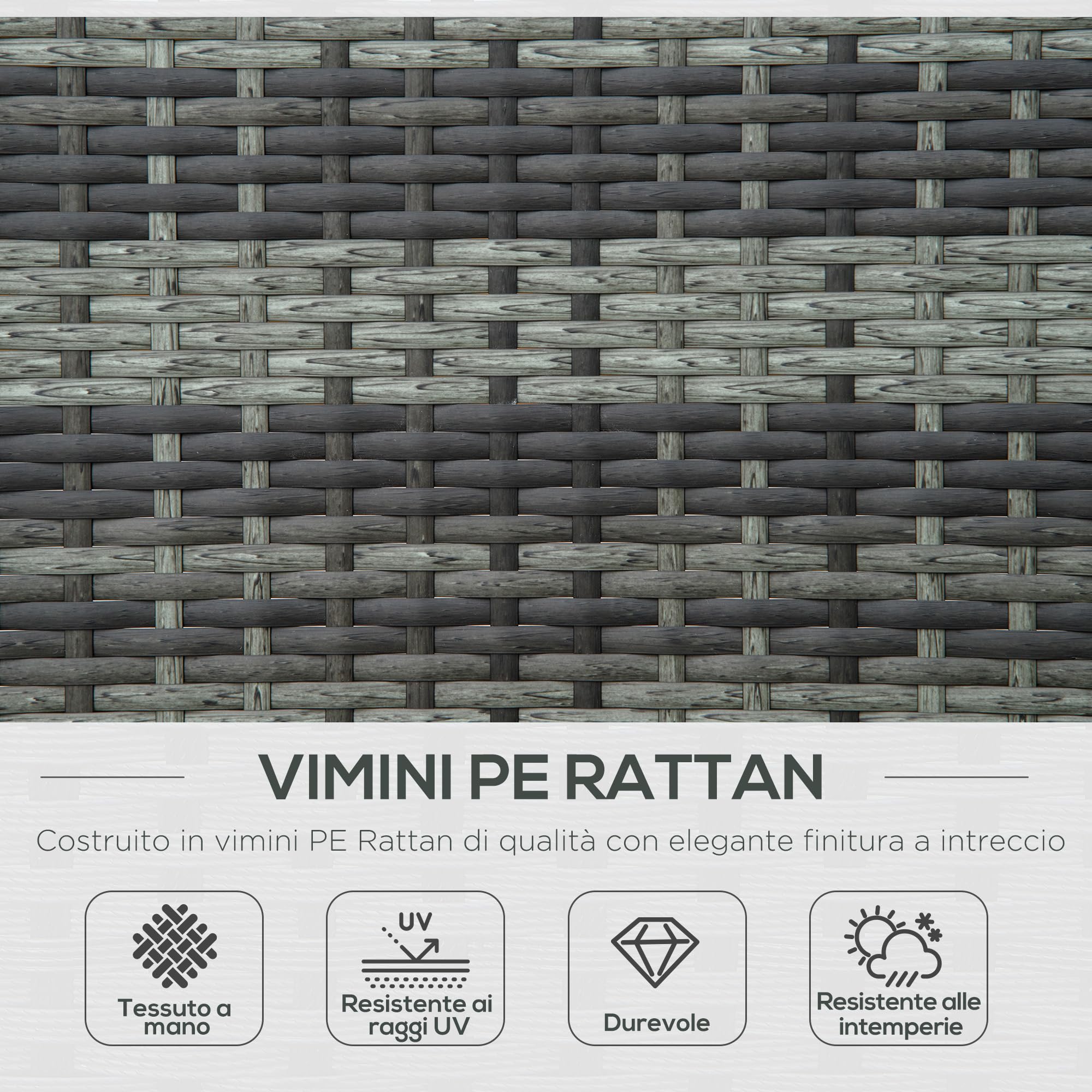 Outsunny Lettino Prendisole a 2 Posti 196x120x28cm Grigio