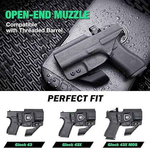 Miniatura 3 de WARRIORLAND IWB - Funda Kydex con corte de garra y óptica compatible con pistola Glock 43G43X y G43X MOS, funda de transporte oculta en la cintura