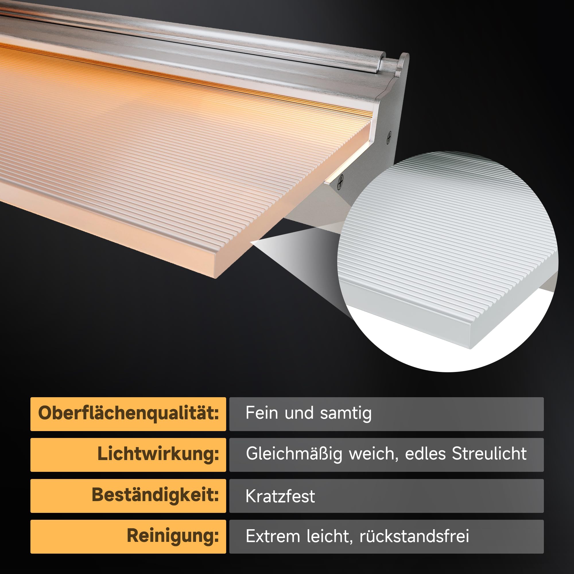 SONNI Regał ścienny LED, 80 cm, ze sterowaniem czujnikiem, 3 temperatury barwowe, bezstopniowe ściemnianie, 8 mm, hartowane szkło matowe i aluminium, do łazienki, sypialni, salonu
