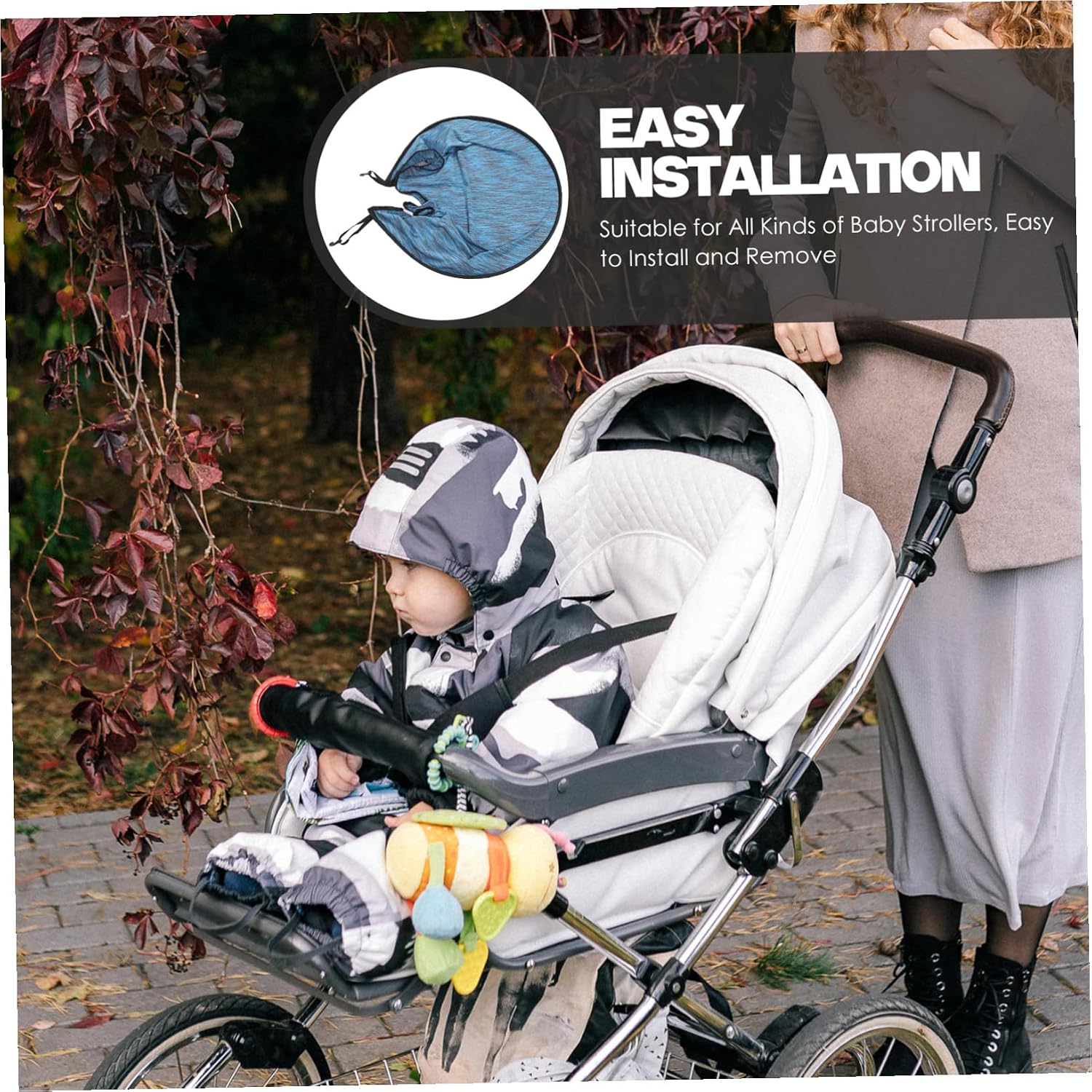 Stroller Sunshade Canopy Replacement with UV Protection Outdoor Pushchair Cover Install Sun Shade for Pram and Wagon Strollers Camouflage Pattern