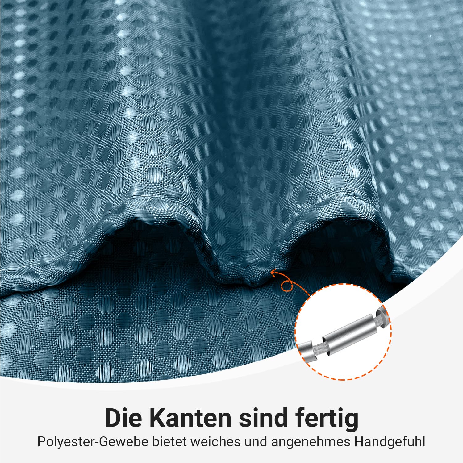 Lerores Duschvorhang 180x200 cm Waffel Mondblau, Beschwerter Saum Antischimmel Textil, Wasserabweisend, Waschbar Polyester Stoff Badevorhänge für Badezimmer, Badewanne mit 12 Duschvorhangringe