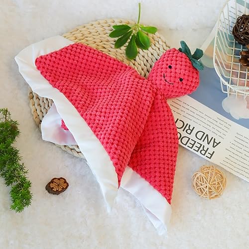 Miniatura 3 de Apricot Lamb Manta de seguridad de frutas rellenas de fresa, manta de personaje para guardería, manta de lujo para acurrucarse de felpa para bebé