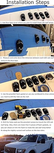 Miniatura 2 de iJDMTOY 5 lámparas de marcador de techo de cabina de lente transparente con tira completa de luces LED amarillas ámbar compatibles con Chevy Dodge,