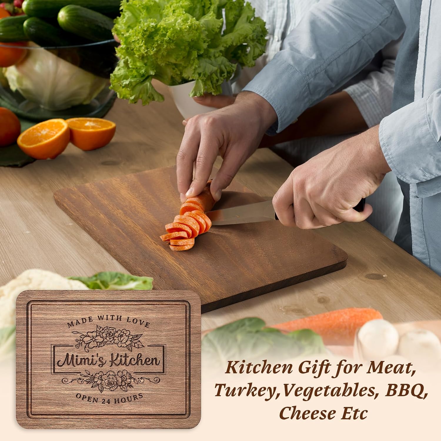 Gifts for Mimi - Wood Walnut Cutting Board for Kitchen
