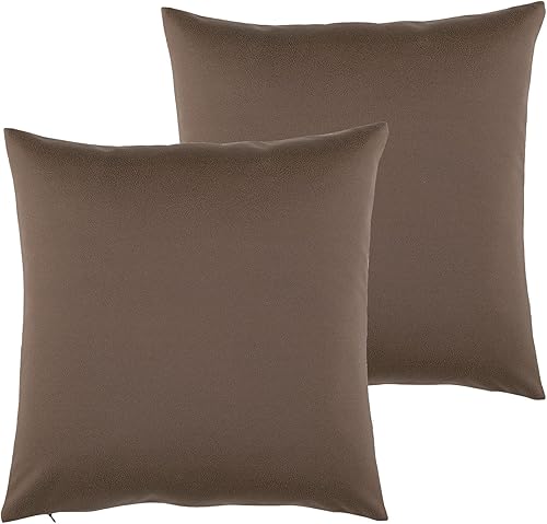 Miniatura 3 de Jeanerlor Juego de 2 fundas de almohada decorativas de piel sintética con textura de 24 x 24 pulgadas para sofá, duradera, elegante, cómoda, para