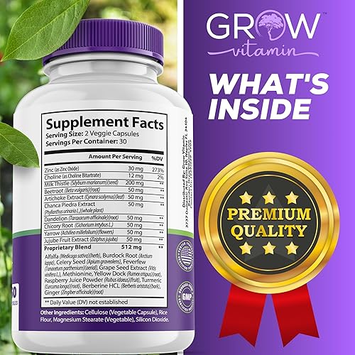 Miniatura 6 de grow vitamin Cápsulas de desintoxicación de limpieza hepática con mezcla única de cardo mariano, alcachofa y extracto de diente de león, suplemento