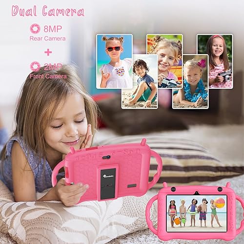 Miniatura 5 de Semeakoko Tablet de 7 pulgadas para niños de 2 a 10 años, tableta de aprendizaje educativo Android 12 con funda a prueba de golpes, 2 GB de RAM+32
