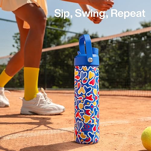 Miniatura 833 de ENCOOL Botella de agua aislada con popote, de acero inoxidable, a prueba de fugas, sin BPA, al vacío de doble pared que se mantiene fría durante 24