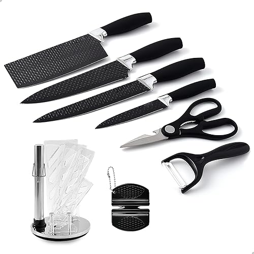 Juego de cuchillos de 8 piezas para cocina con bloque, juego de cuchillos de corte, juego de bloques de cuchillos, juegos de cuchillos de cocina con