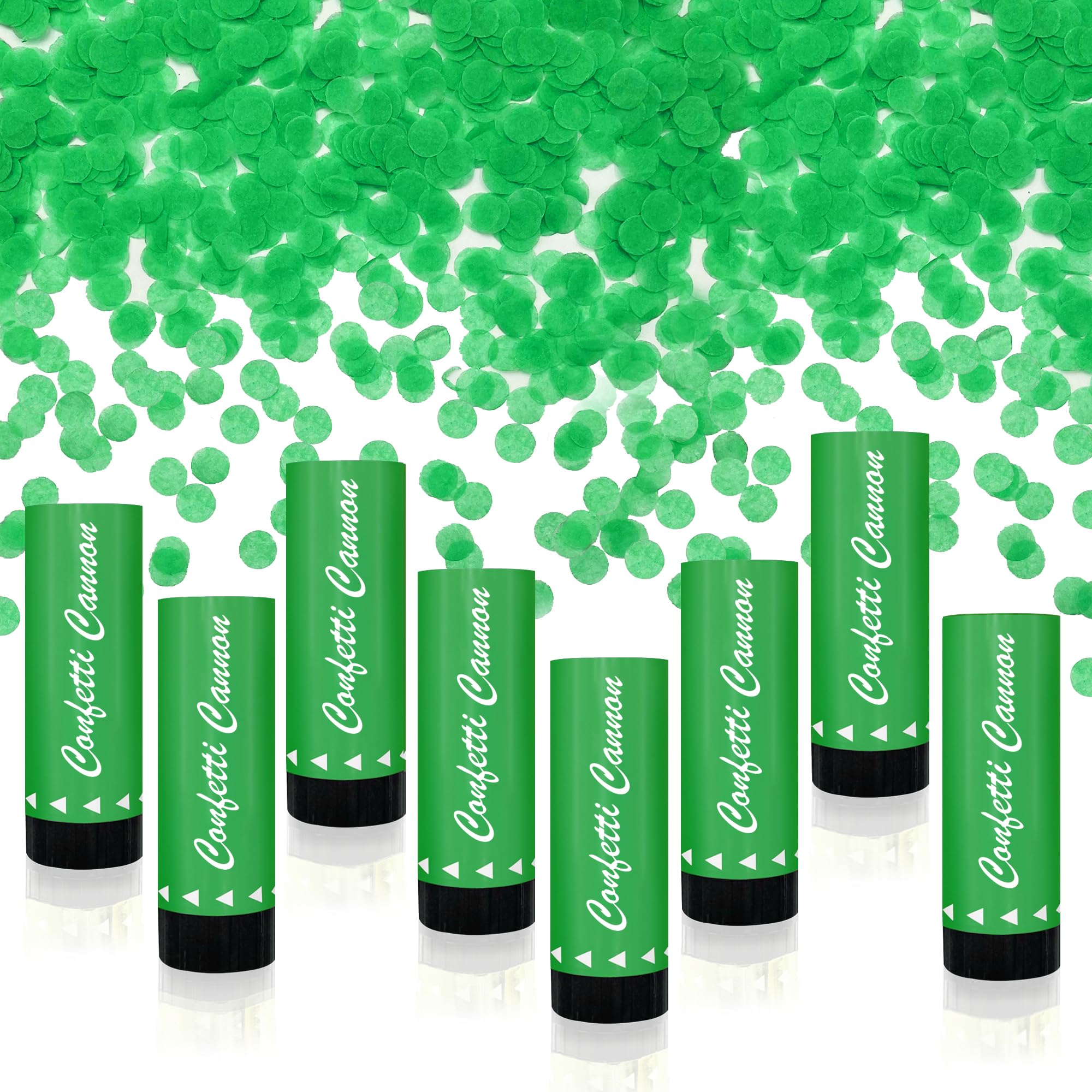8 PCS Green Confetti Poppers Cannons for Wedding Birthday Baby Shower Graduation Anniversary Christmas Party Supplies Decorations