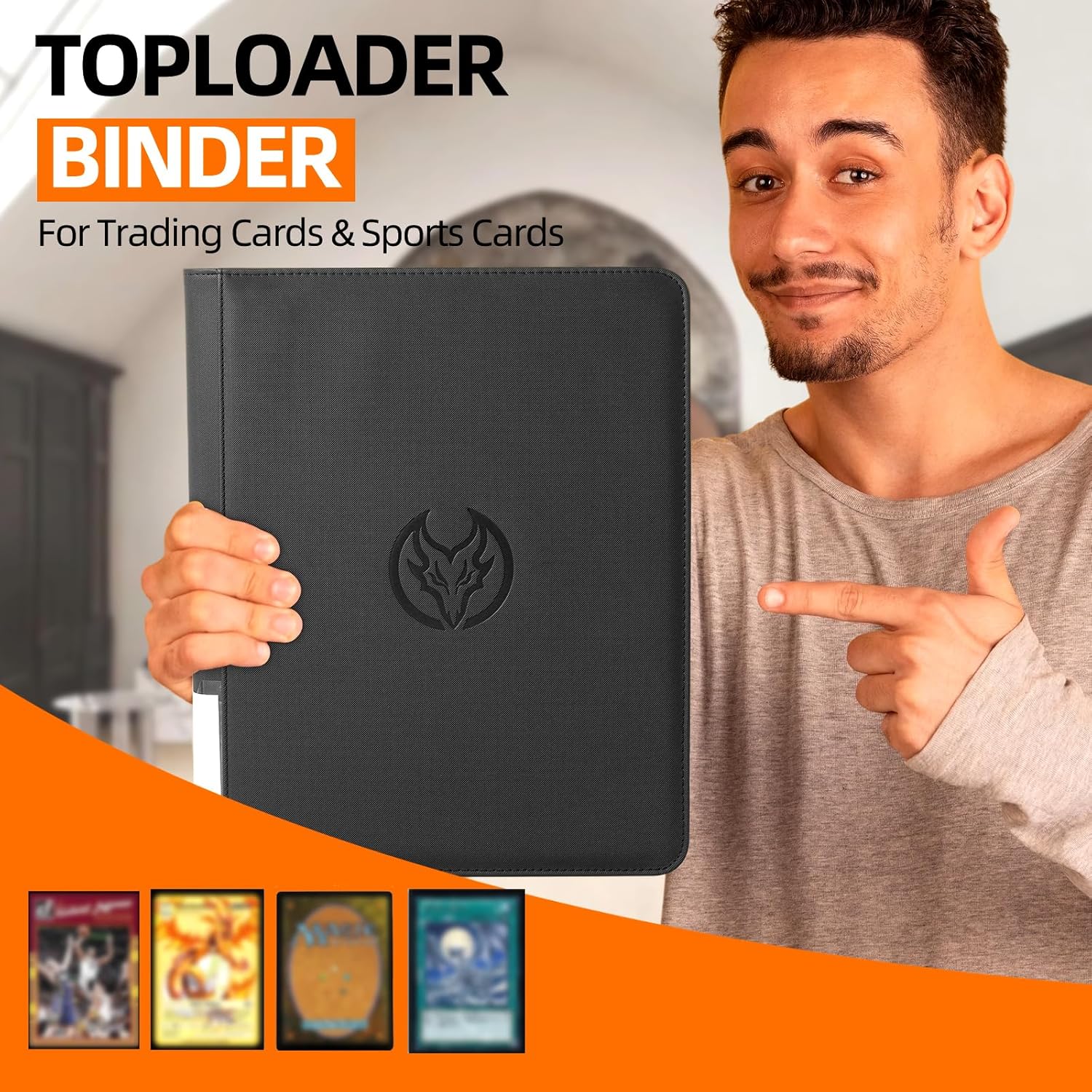 Top Loader Binder for TCG,Trading & Sports Cards - 9-Pocket Ringless Design Holds 324 Toploaders| 3x4'' Fit, Premium Storage with Double-Sided Pockets