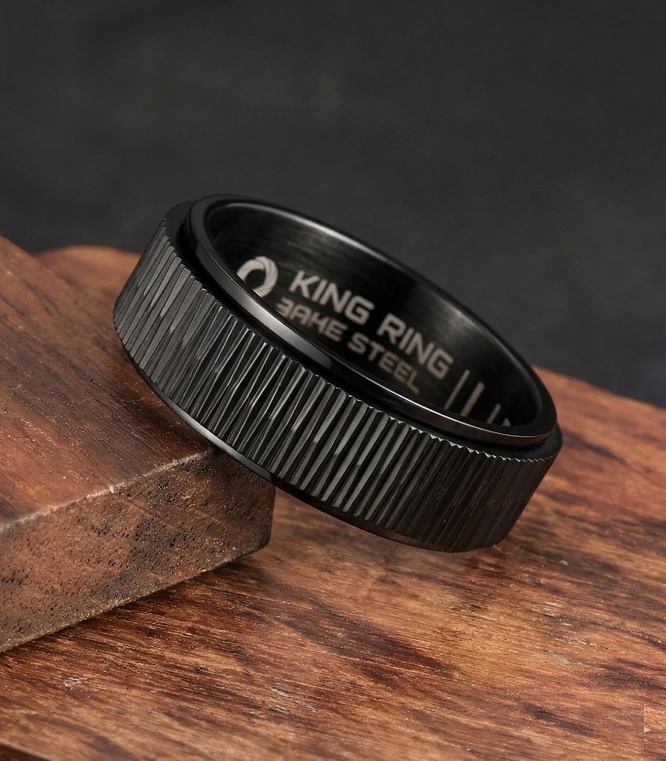 King Ring 8mm Spinner Rings – Twill Stainless Steel Fidget Rings for Men – Designed in USA