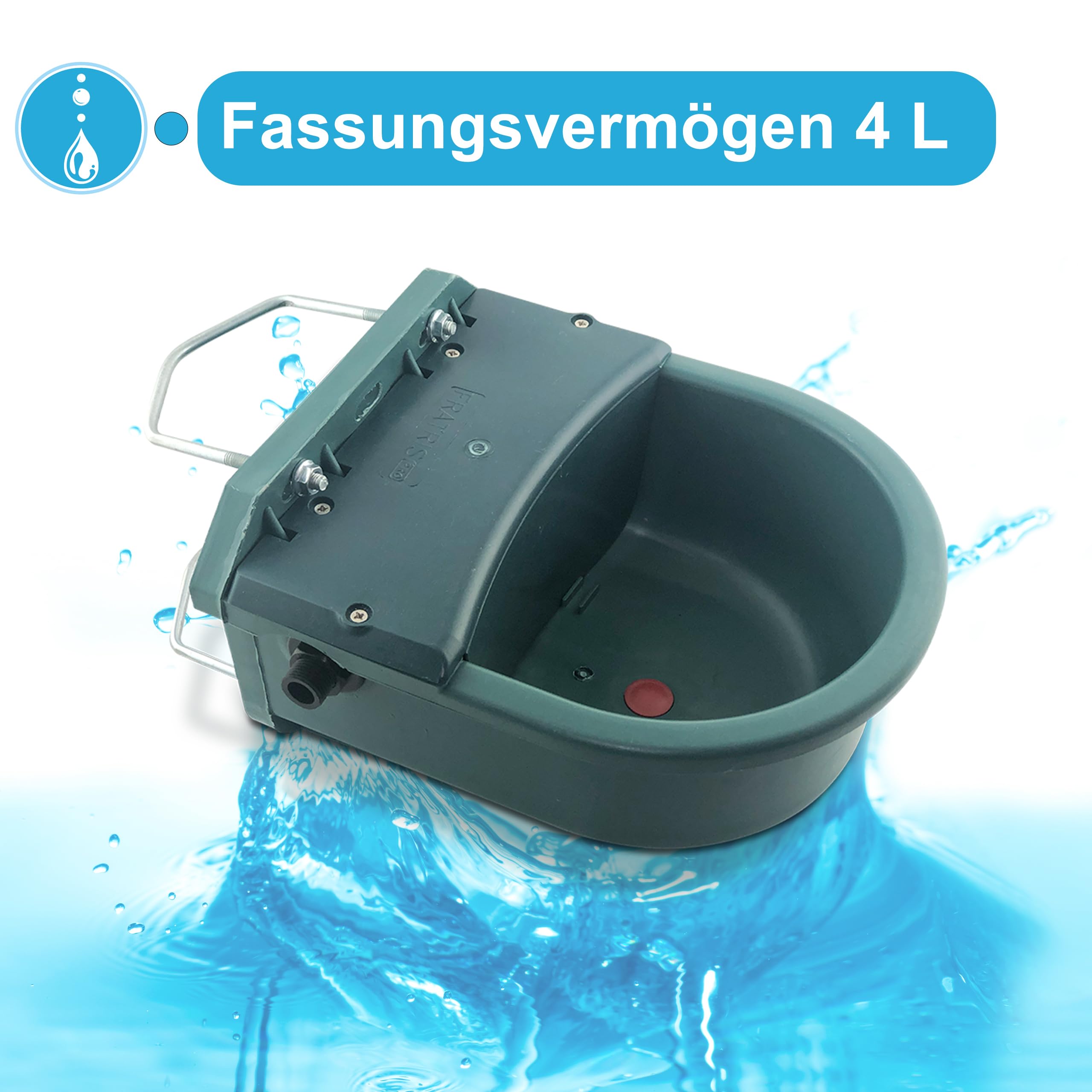 Tränkebecken 4 Liter Kunststoff automatische Tränke mit Halterungen Schwimmertränkebecken Pferde Rinder Schafe