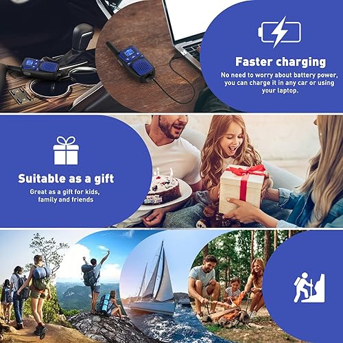 Miniatura 6 de Walkie Talkies para adultos, paquete de 2 walkie talkies recargables de largo alcance de 2 vías, 22 canales VOX Scanning pantalla LCD ideal para