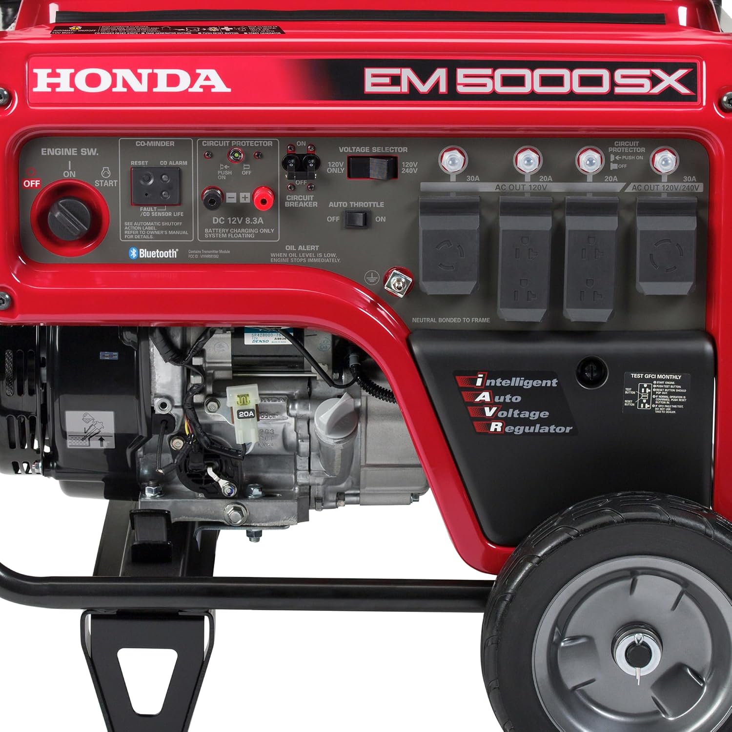 Honda EM5000SX 5000 Watt Generator with Electric Start, Quiet 120/240V Gas Powered Backup Generator for Home and Larger Equipment, Up to 10.5 Hour Run Time (EM5000SXK3AN)