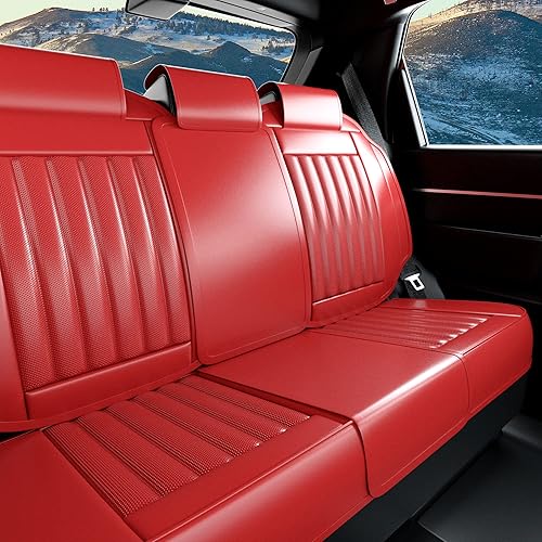 Fundas de asiento trasero de automóvil de 3 piezas, impermeables, de piel de napa trasera, universal, ajuste interior para sedanes, SUV, camionetas,