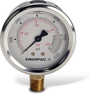 Enerpac G2517L Hydraulic Pressure Gauge with Dual 0 to 6,000 PSI and 0 to 400 Bar Range, 2-1/2