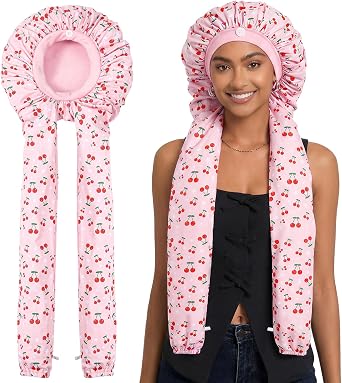 Aileam Bonnet for Braids Long Hair Silk Bonnets Sleeping Women Samurai Wrap Hair Hose Bonnet 2 in 1 Hair Protection