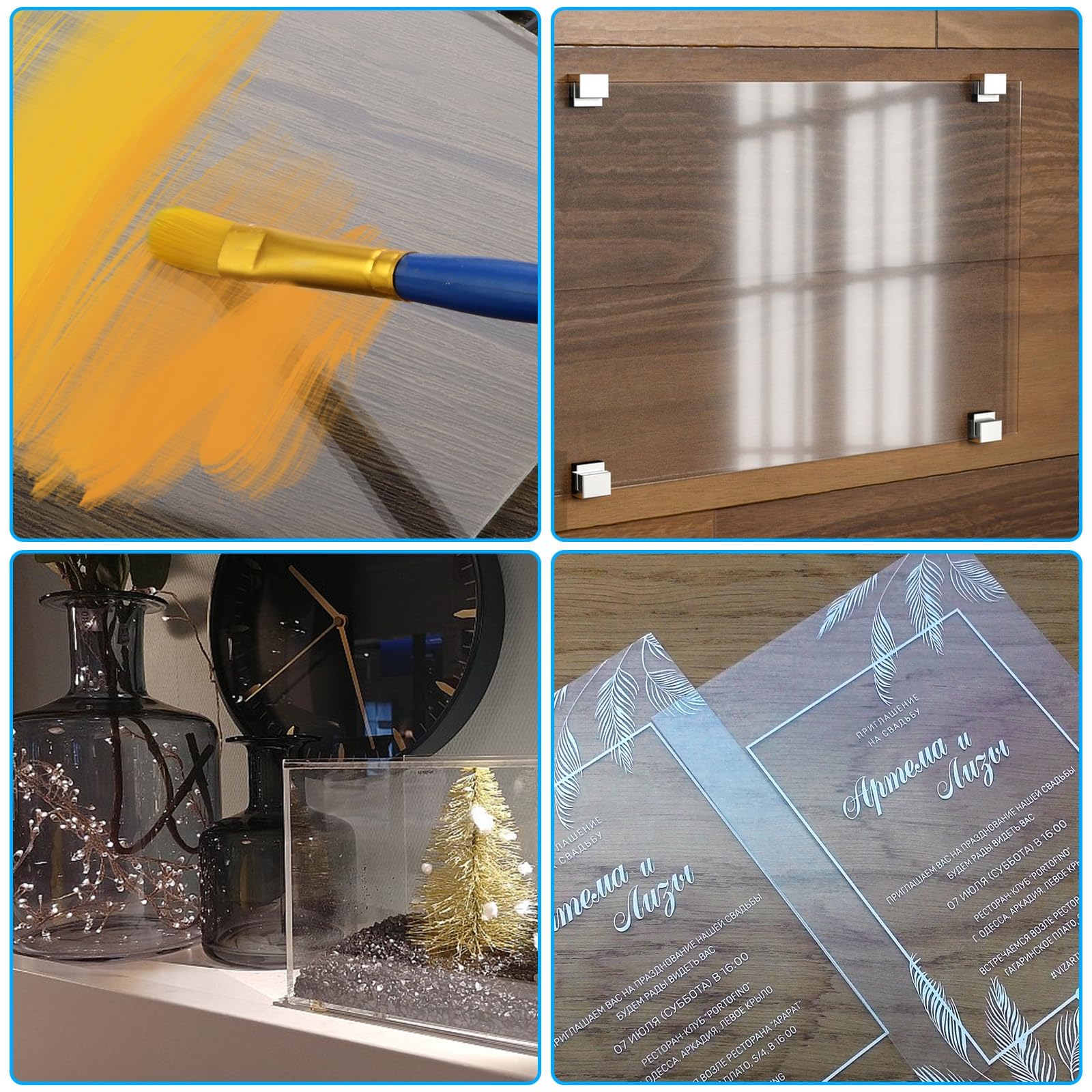 Planchas de Metacrilato Transparente 300x200x4mm, Paneles de Vidrio Orgánico para Manualidades y Bricolaje