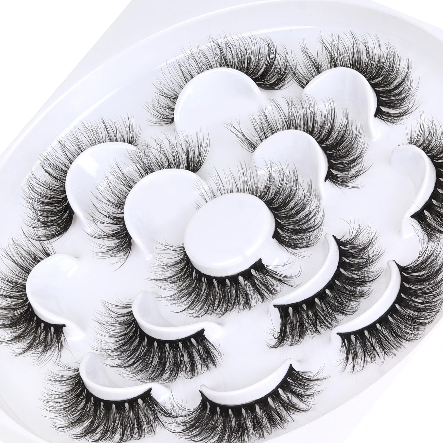 Veleasha Lashes 5D Faux Mink Lashes False Eyelashes Handmade Cat Eye Lashes Wispy Fluffy Fake Lashes Lightweight Eyelashes Luxurious Volume Fake Eyelashes 7 Pairs Pack (804)