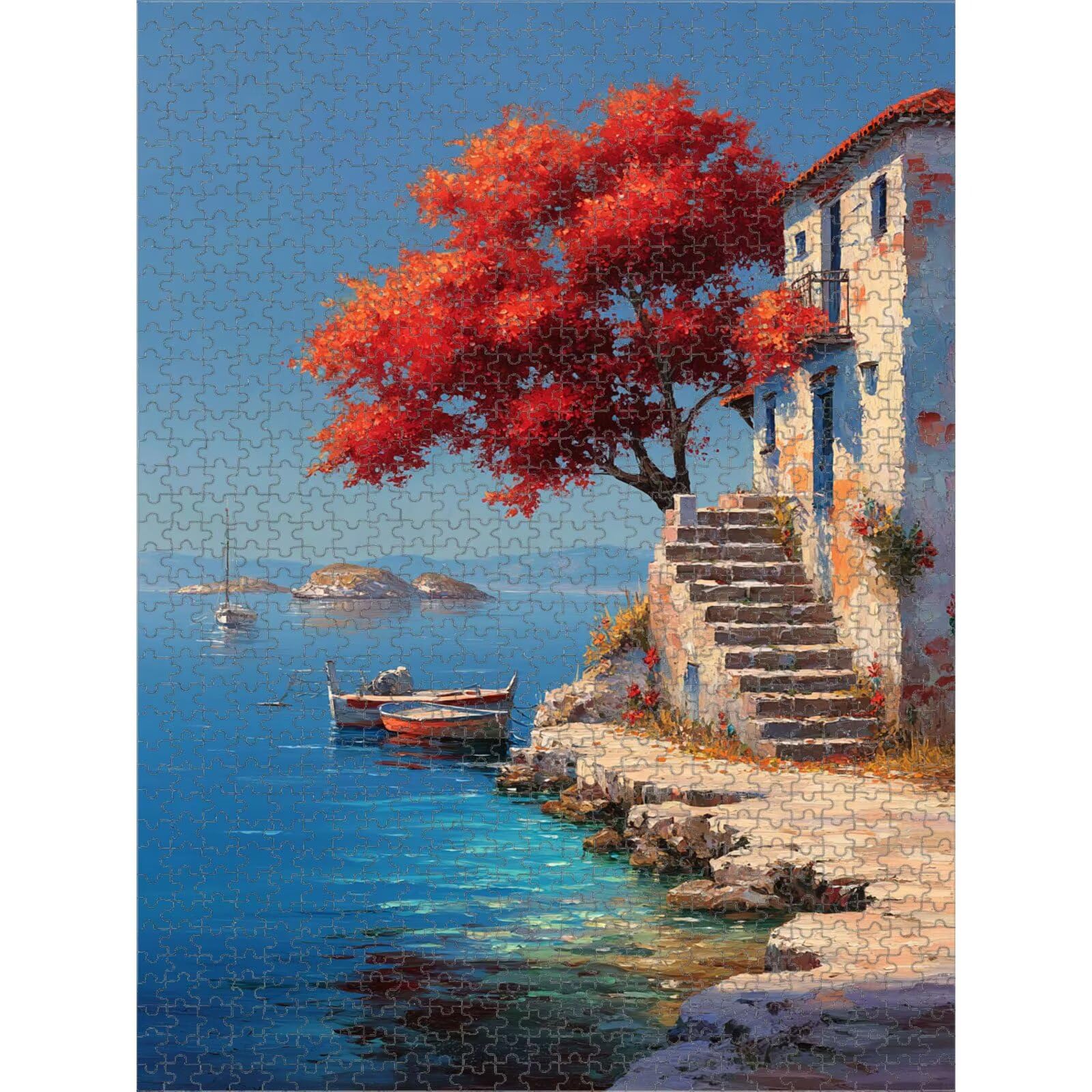 Puzzle 1000 Teile für Erwachsene, Meer & Baum Holzpuzzle, Wanddeko 1T#2184
