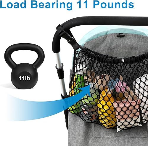 Miniatura 4 de Accmor Organizador universal para cochecito, bolsa de malla de red de poliéster para Uppababy, Nuna, Britax, Doona, cochecitos, antideslizante,