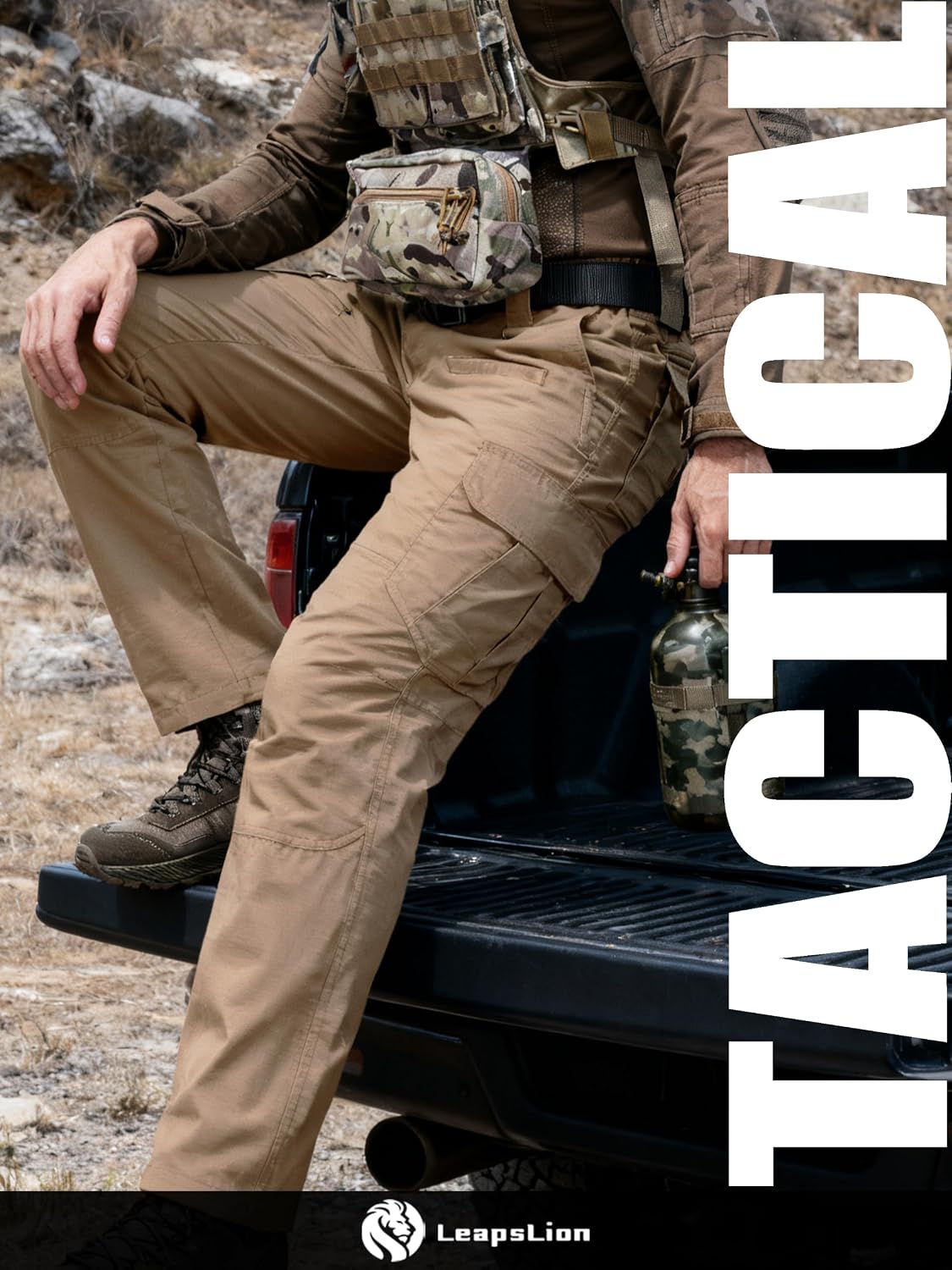 Men's Tactical Pants Water Resistant Ripstop Cargo Pants Outdoor Lightweight EDC Hiking Work Construction Pants