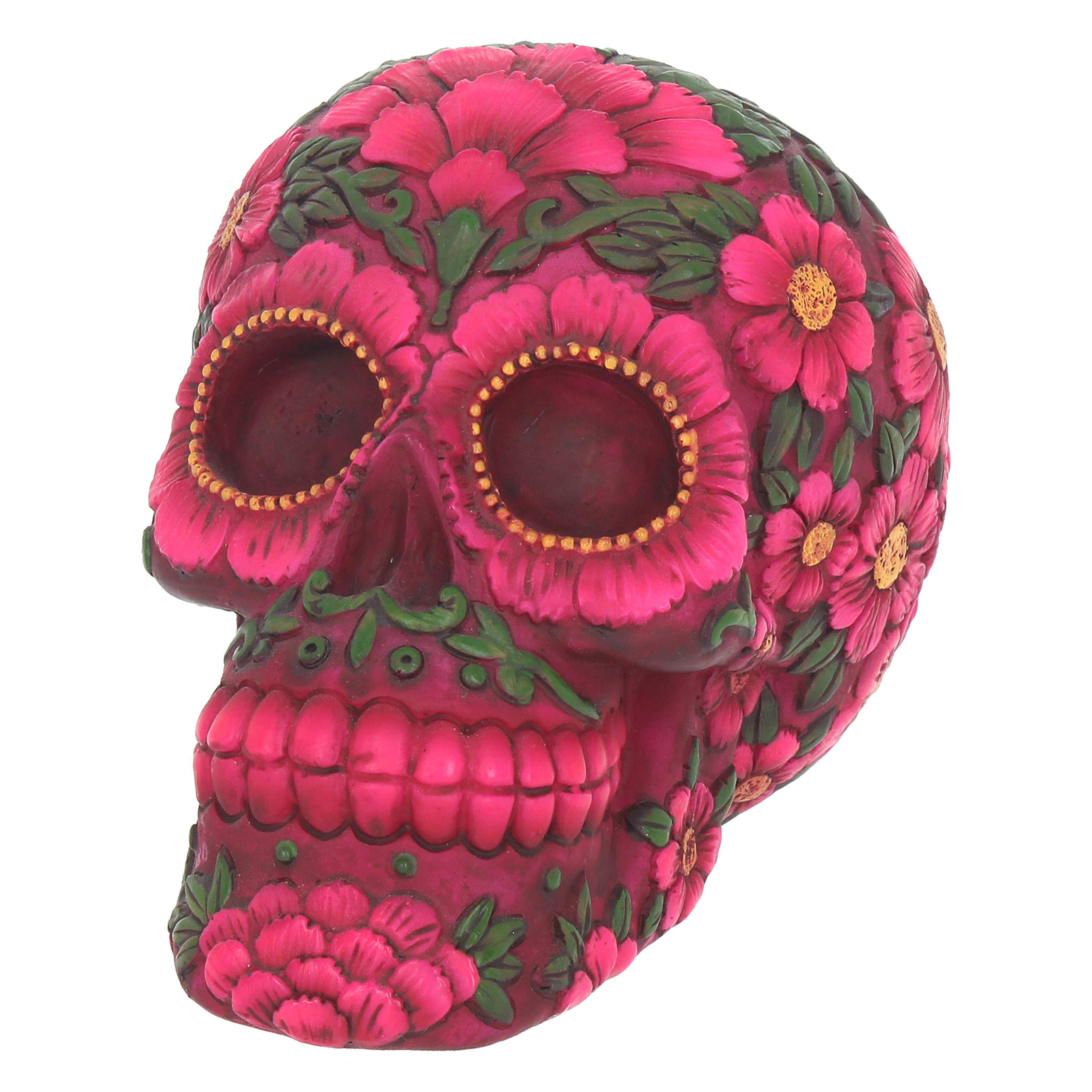 Nemesis Now Sugar Blossom Skull 14.5cm, Fuschia