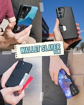 Smartish Galaxy S23 Wallet Case - Wallet Slayer Vol. 1 [Slim + Protective] Grip Credit Card Holder - Drop Tested Hidden Card Slot Cover for Samsung Galaxy S23 - Black Tie Affair