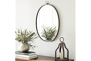 Rustic Oval Mirror with Metal Frame: A Touch of Farmhouse Charm for Your Bathroom