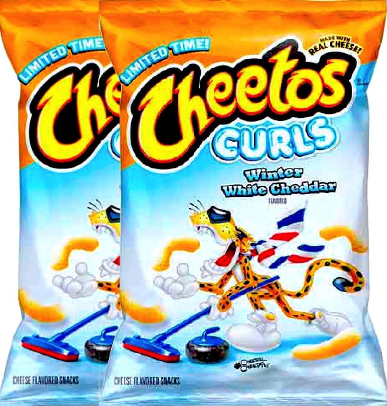 NEW Cheetos Curls Winter White Cheddar Cheese Flavored Snacks (7.5Oz, pack of 2)