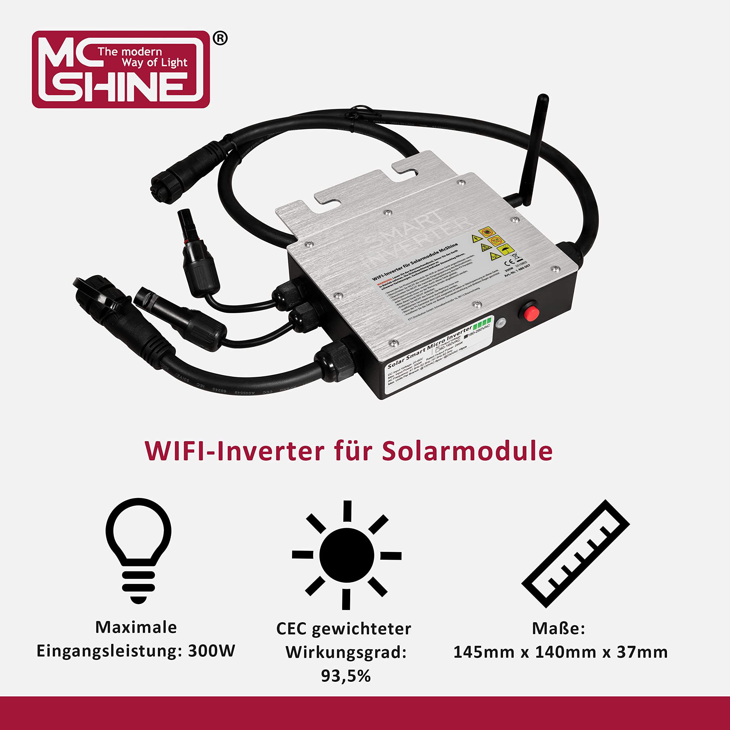 2M Anschlusskabel 3x1,5 mm² Wechselrichter - Balkonkraftwerk 800W – Solarmodule 500W, Wechselrichter & PV-Speicher